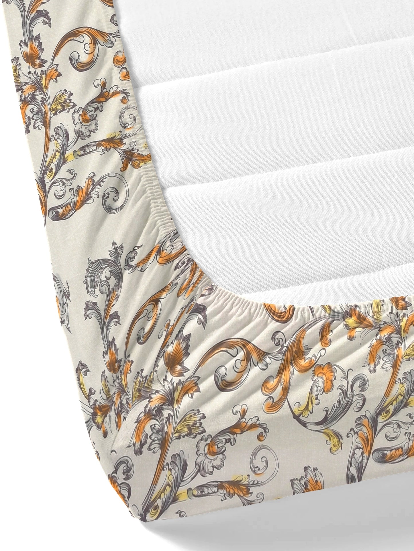 Home Ecstasy Wrinkle Free Floral Bedsheet Set | 140 GSM | Beige