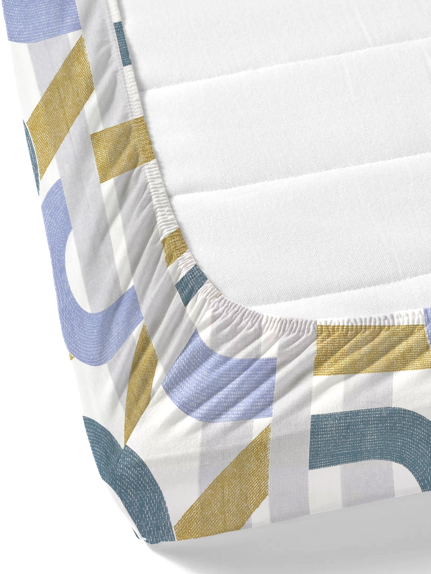 Home Ecstasy Wrinkle Free GEometric Bedsheet Set | 140 | Blue