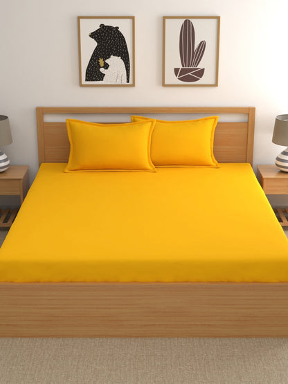 Home Ecstasy 100% Cotton Plain Bedsheet Set | 150 TC | Gold
