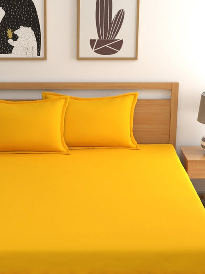 Home Ecstasy 100% Cotton Plain Bedsheet Set | 150 TC | Gold