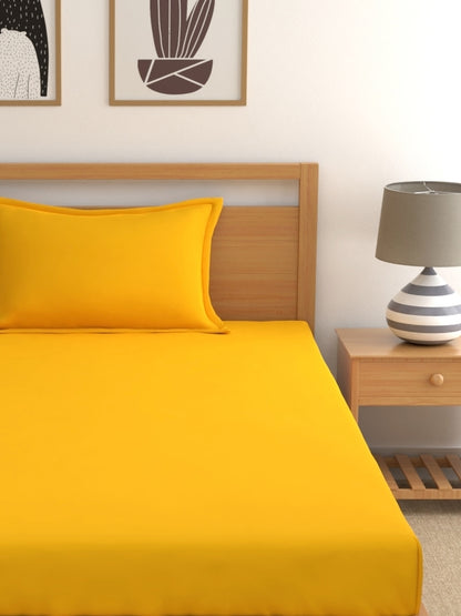 Home Ecstasy 100% Cotton Plain Bedsheet Set | 150 TC | Gold