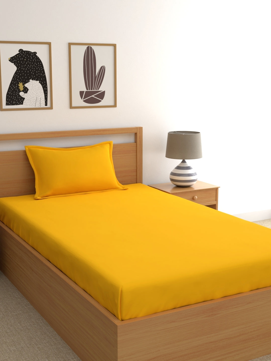 Home Ecstasy 100% Cotton Plain Bedsheet Set | 150 TC | Gold