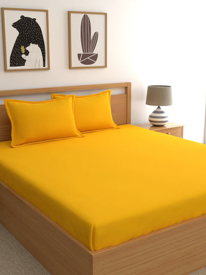 Home Ecstasy 100% Cotton Plain Bedsheet Set | 150 TC | Gold