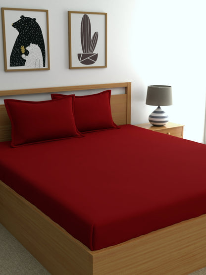 Dreamscape 100% Cotton Bedsheet | 220 TC | Maroon