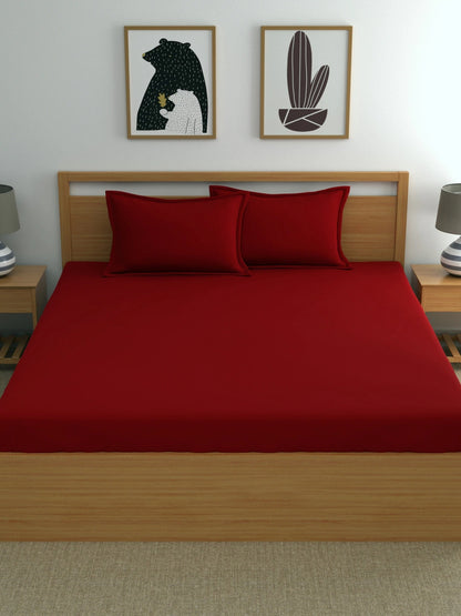 Dreamscape 100% Cotton Bedsheet | 220 TC | Maroon
