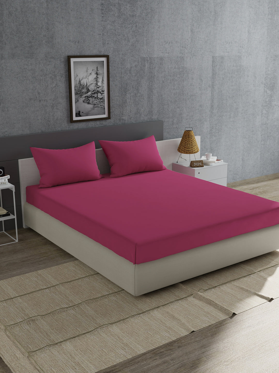 Home Ecstasy 100% 180TC Cotton Solid Bedsheet Set