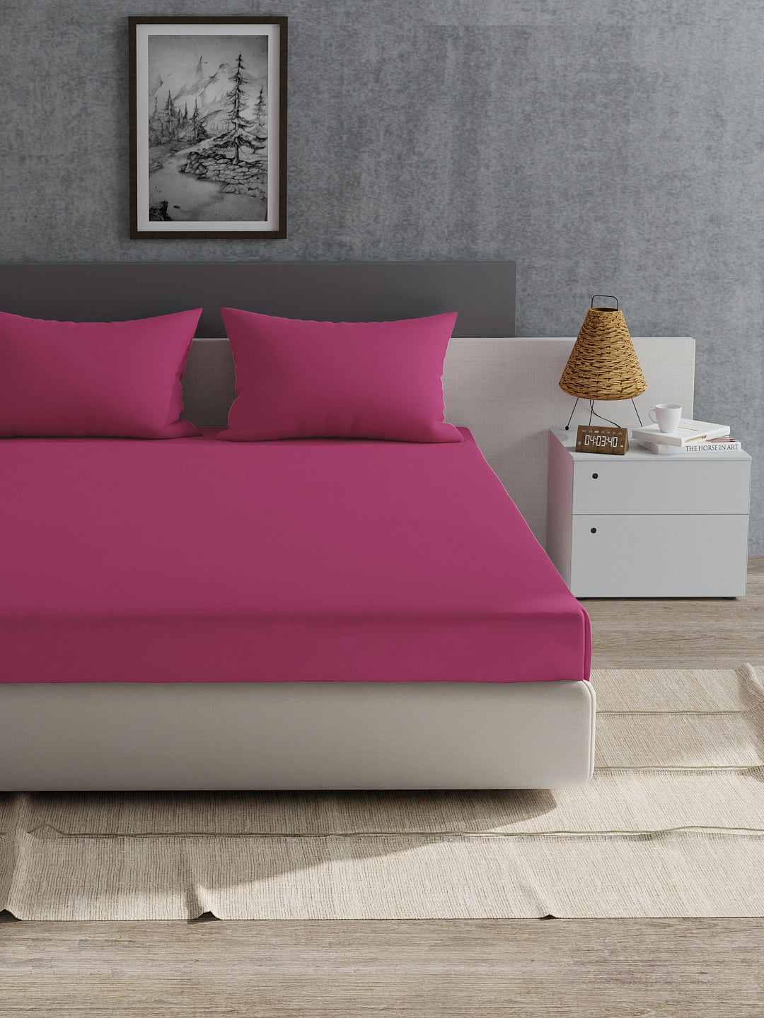 Home Ecstasy 100% 180TC Cotton Solid Bedsheet Set