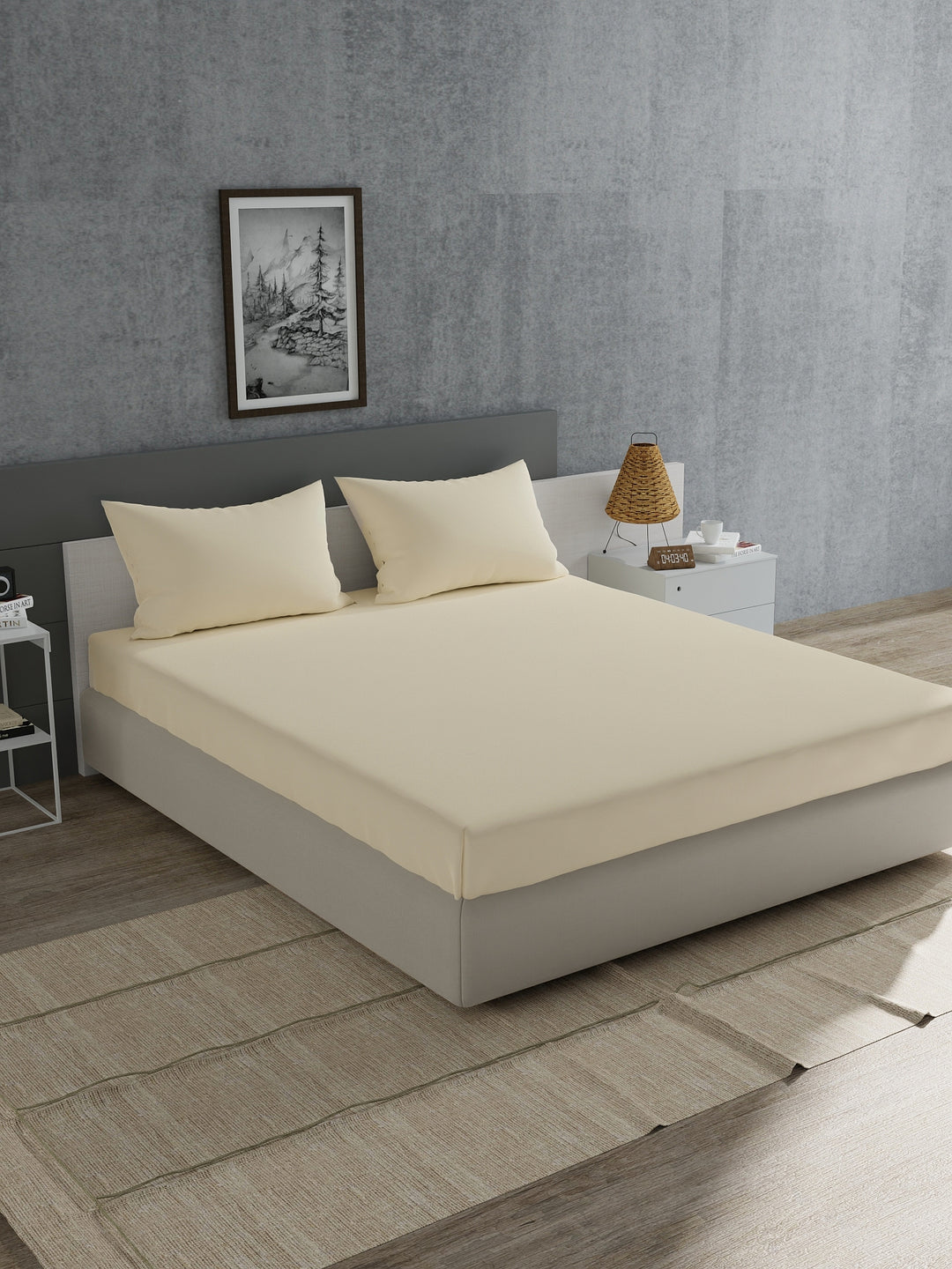 Home Ecstasy 100% 180TC Cotton Solid Bedsheet Set