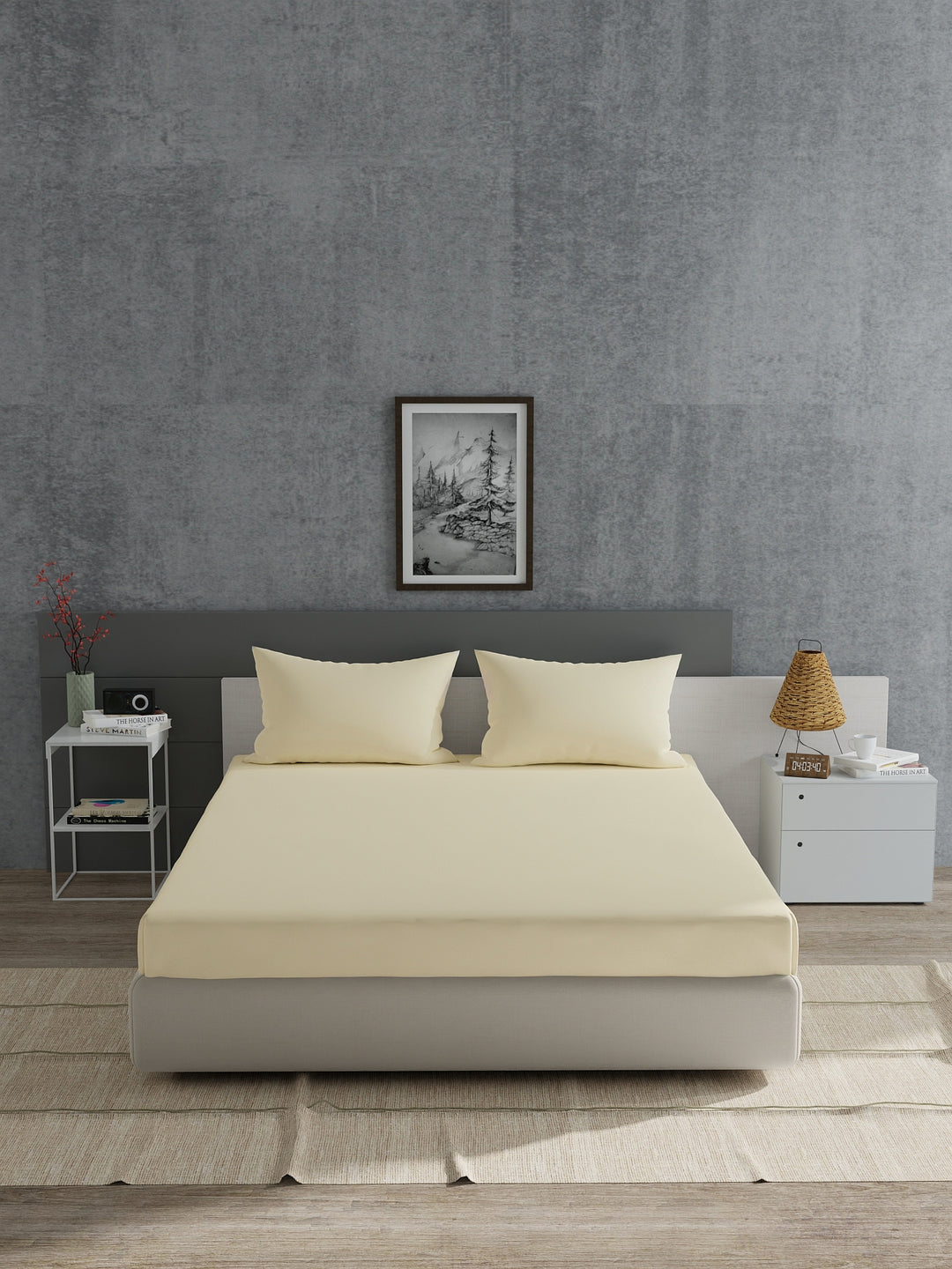 Home Ecstasy 100% 180TC Cotton Solid Bedsheet Set