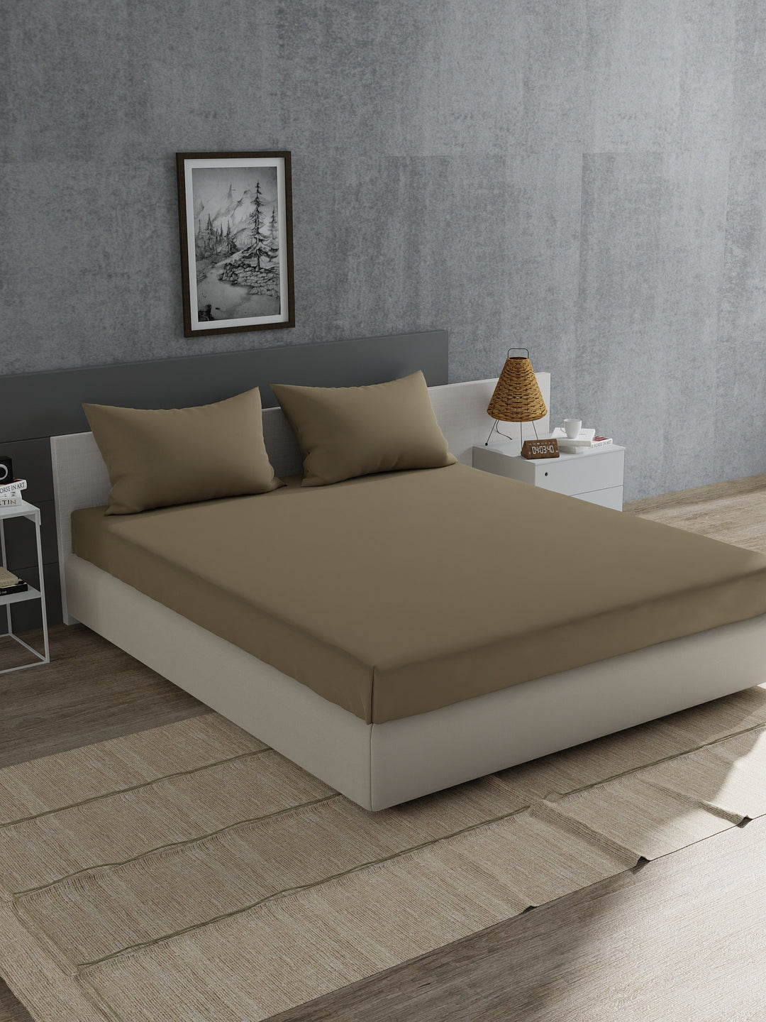 Home Ecstasy 100% 180TC Cotton Solid Bedsheet Set