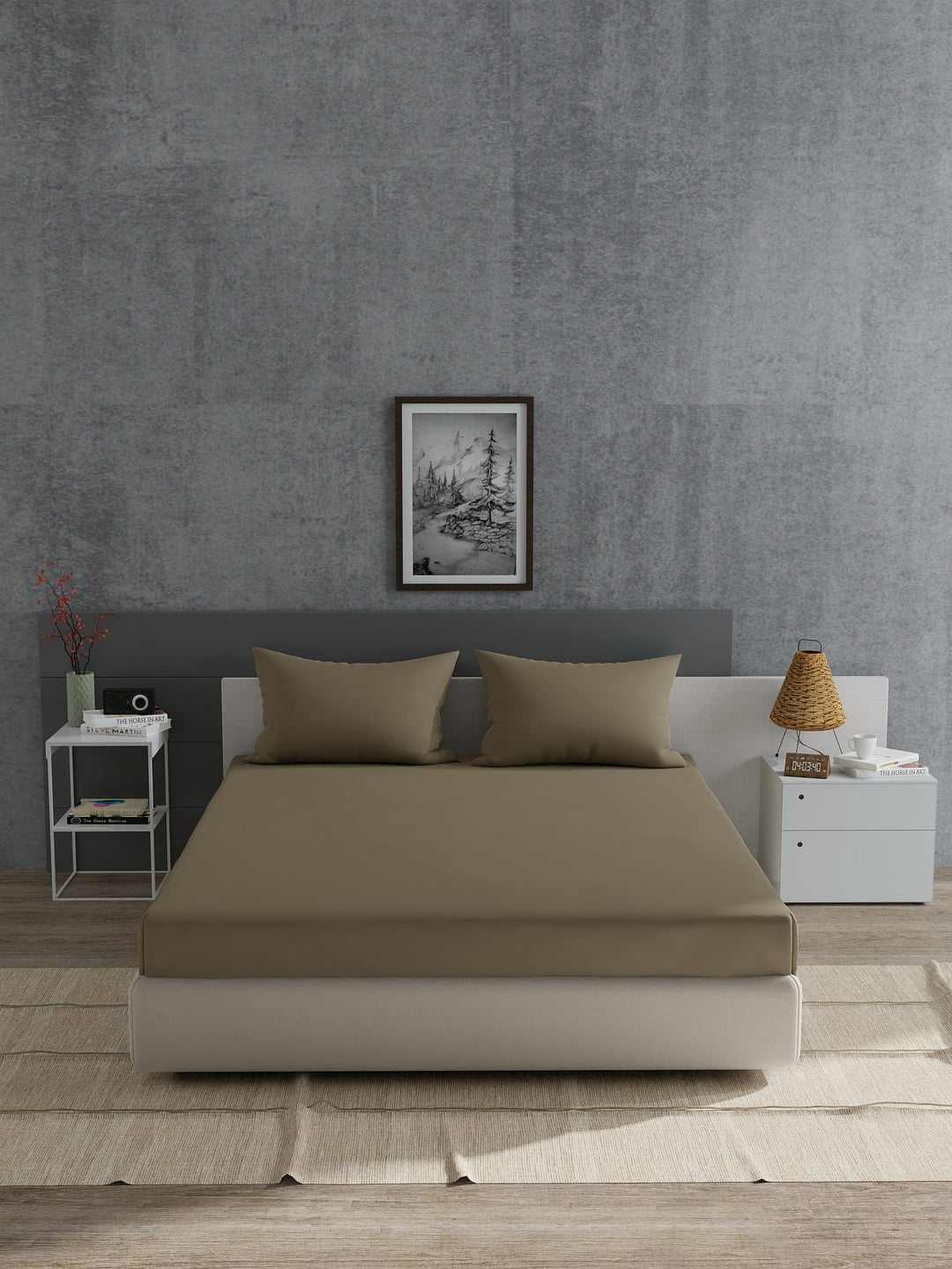 Home Ecstasy 100% 180TC Cotton Solid Bedsheet Set
