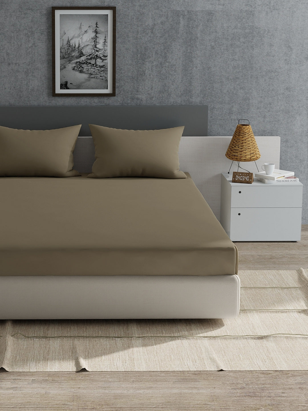 Home Ecstasy 100% 180TC Cotton Solid Bedsheet Set