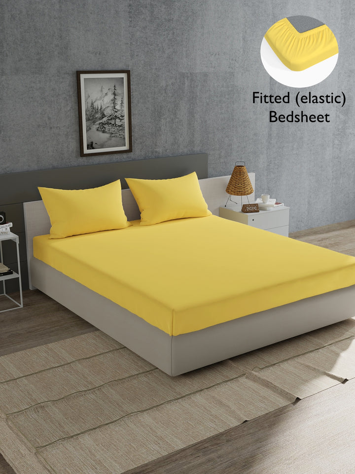 Home Ecstasy 100% 180TC Cotton Solid Bedsheet Set