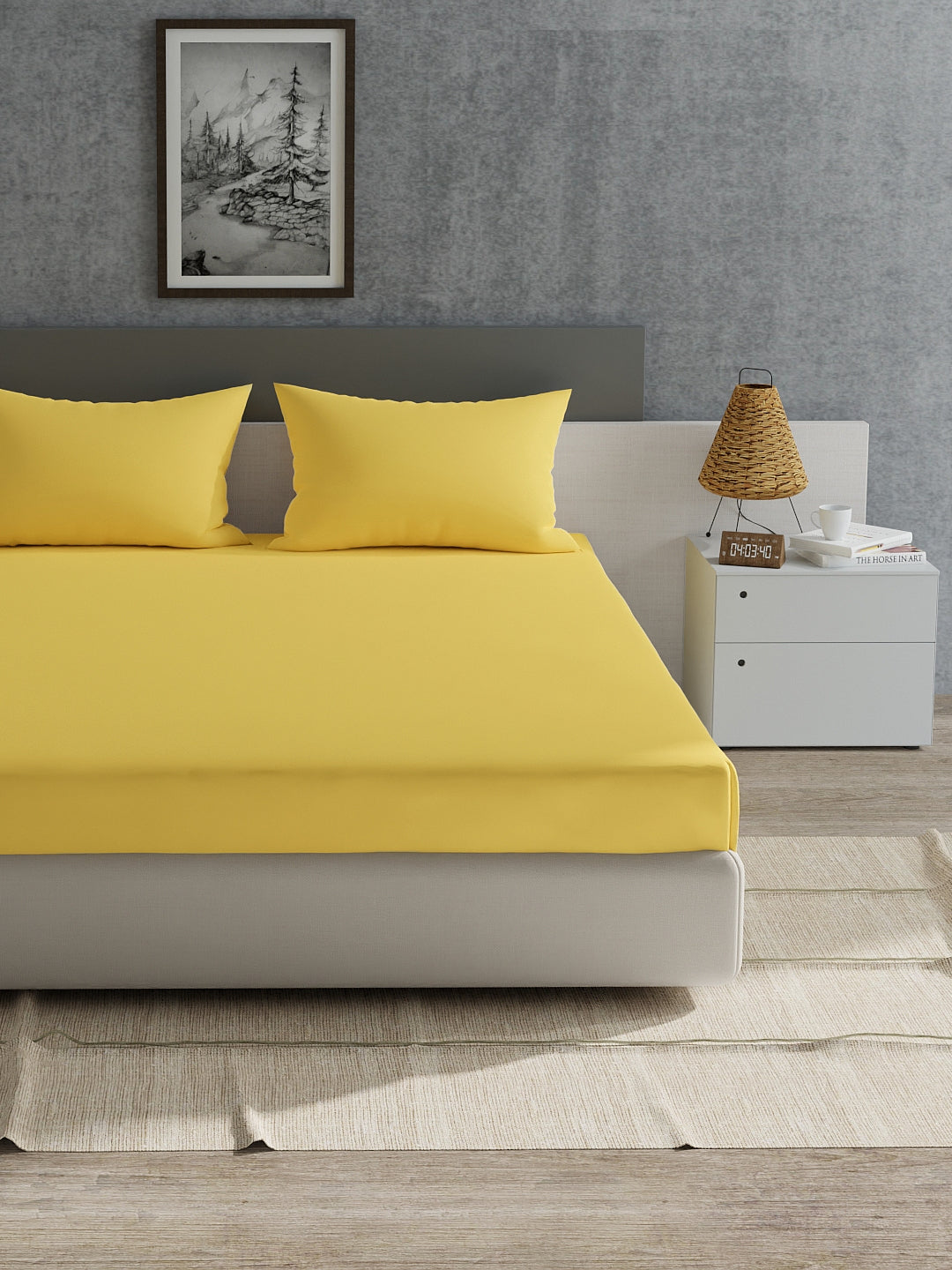 Home Ecstasy 100% 180TC Cotton Solid Bedsheet Set