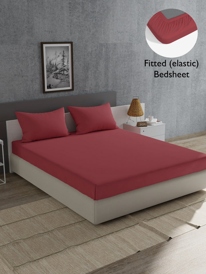 Home Ecstasy 100% 180TC Cotton Solid Bedsheet Set