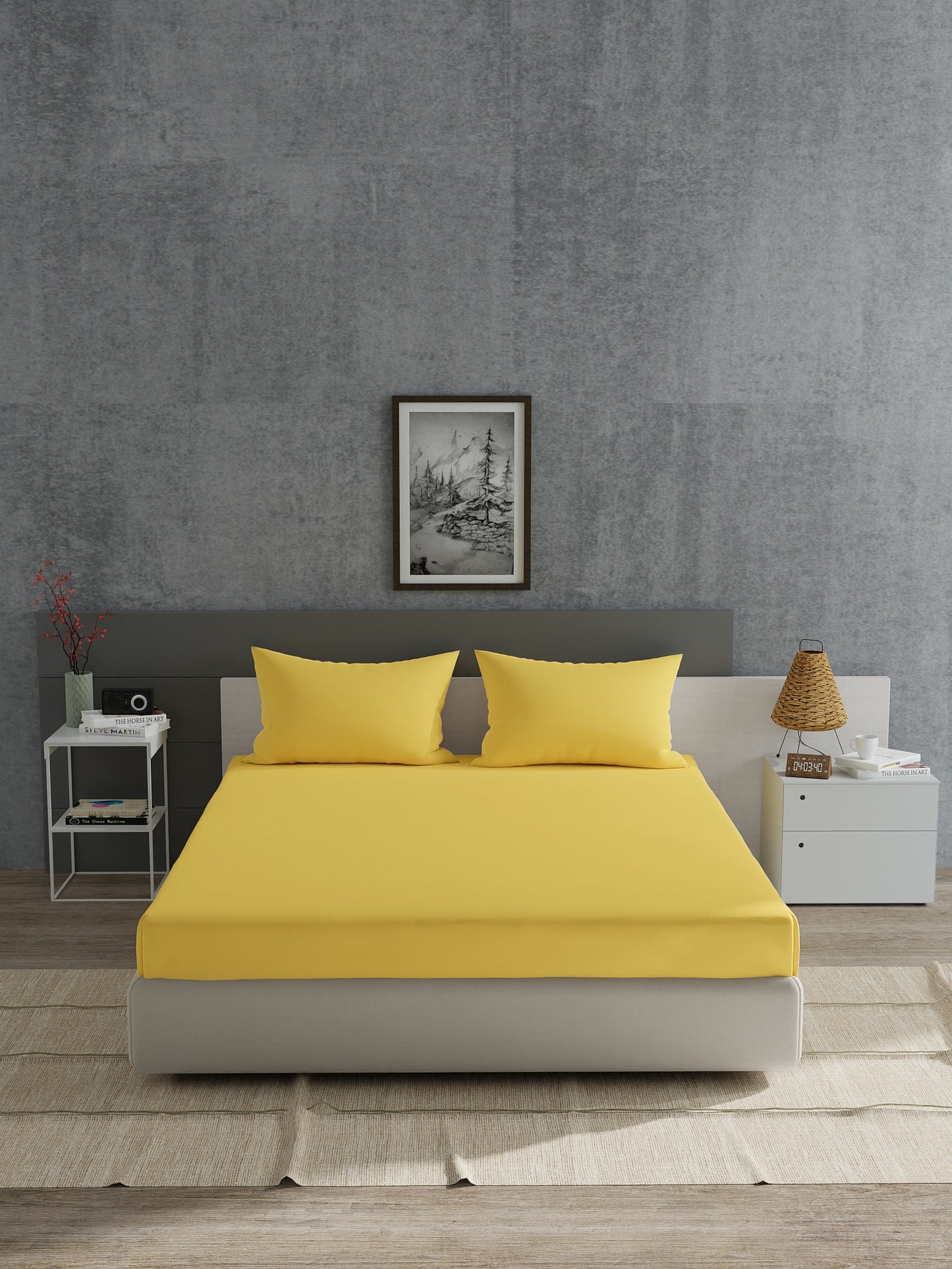 Home Ecstasy 100% Cotton Solid Bedsheet Set | 180 TC | Mustard