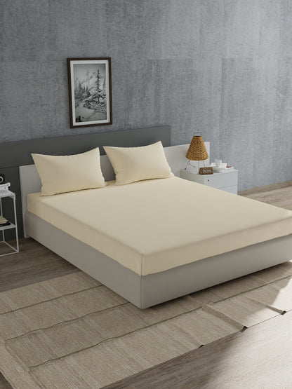 Home Ecstasy 100% Cotton Solid Bedsheet Set | 180 TC | Ivory