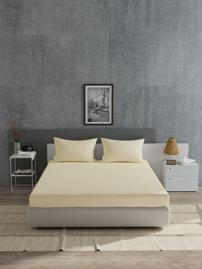 Home Ecstasy 100% Cotton Solid Bedsheet Set | 180 TC | Ivory