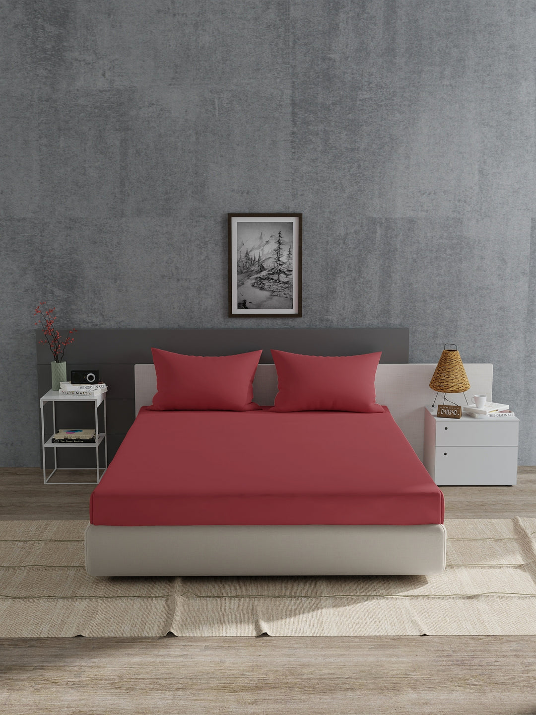 Home Ecstasy 100% 180TC Cotton Solid Bedsheet Set