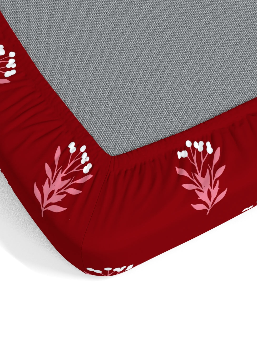 Home Ecstasy 100% Cotton Floral Bedsheet Set | 140 TC | Red