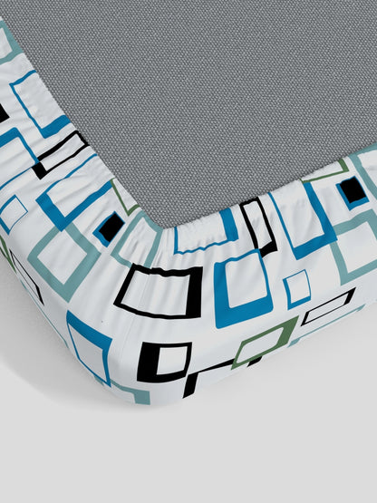 Home Esctasy 100% Cotton Geometric Bedsheet Set | 140 TC | Blue