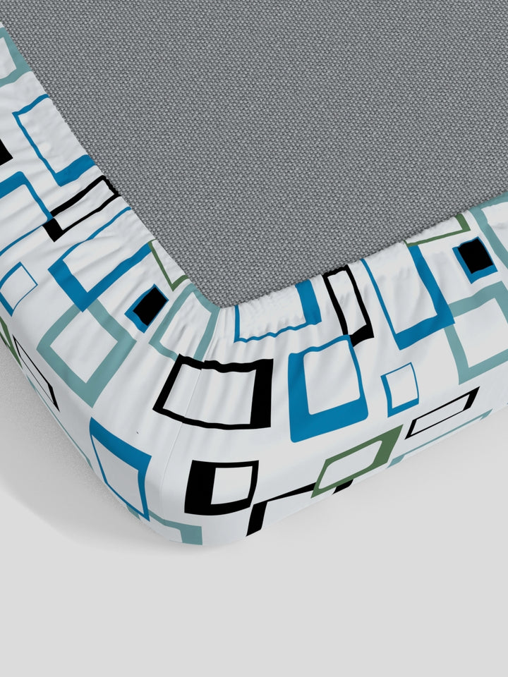 Home Esctasy 100% Cotton Geometric Bedsheet Set | 140 TC | Blue