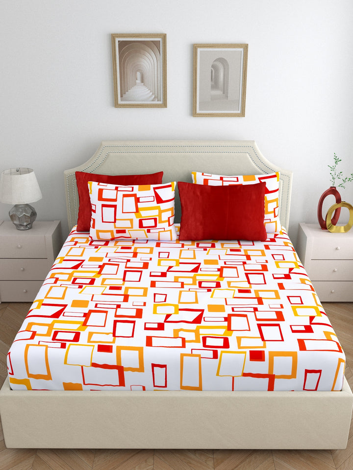 Home Ecstasy 100% Cotton 140TC Double Premium Bedsheets with 4 Pillow Covers