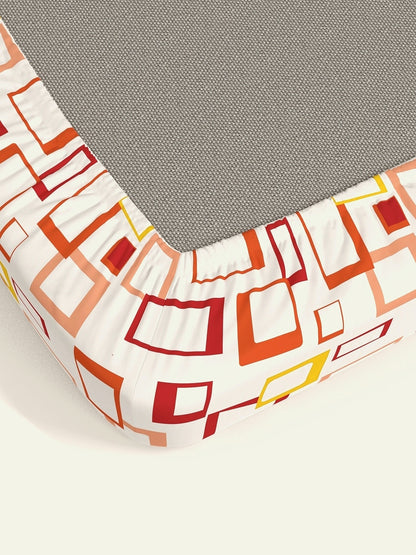 Home Esctasy 100% Cotton Geometric Bedsheet Set | 140 TC | Orange
