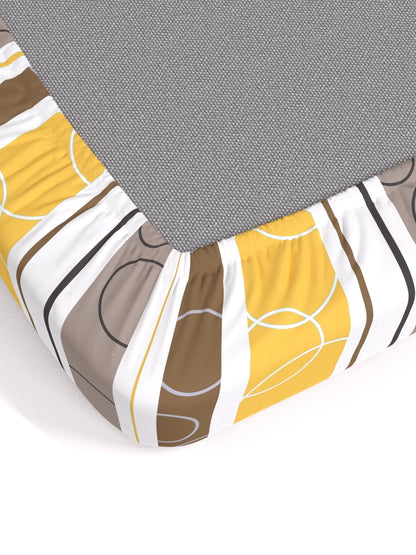 Home Ecstasy 100% Cotton Geometric Bedsheet Set | 140 TC | Yellow