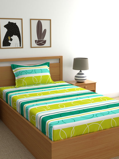 Home Ecstasy 100% Cotton Geometric Bedsheet Set | 140 TC | Lime Green