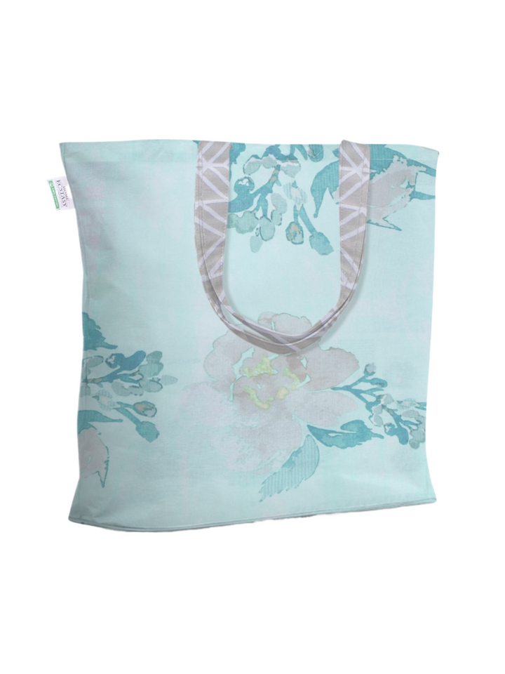 Home Ecstasy 100% Cotton Floral Tote Bag Set Of 2 | 140 TC | Brown and Peach