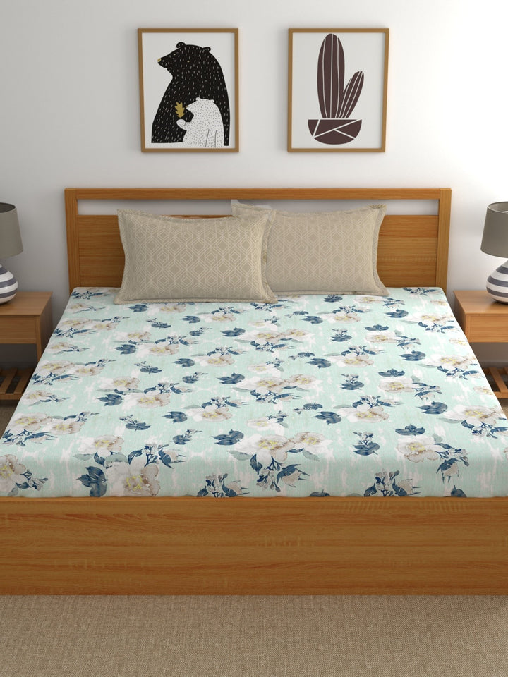 Home Ecstasy 100% Cotton Floral Bedsheet Set | 140 TC | Brown