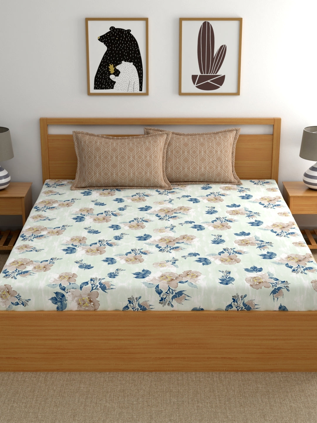 Home Ecstasy 100% Cotton 180TC Floral Bedsheet Set