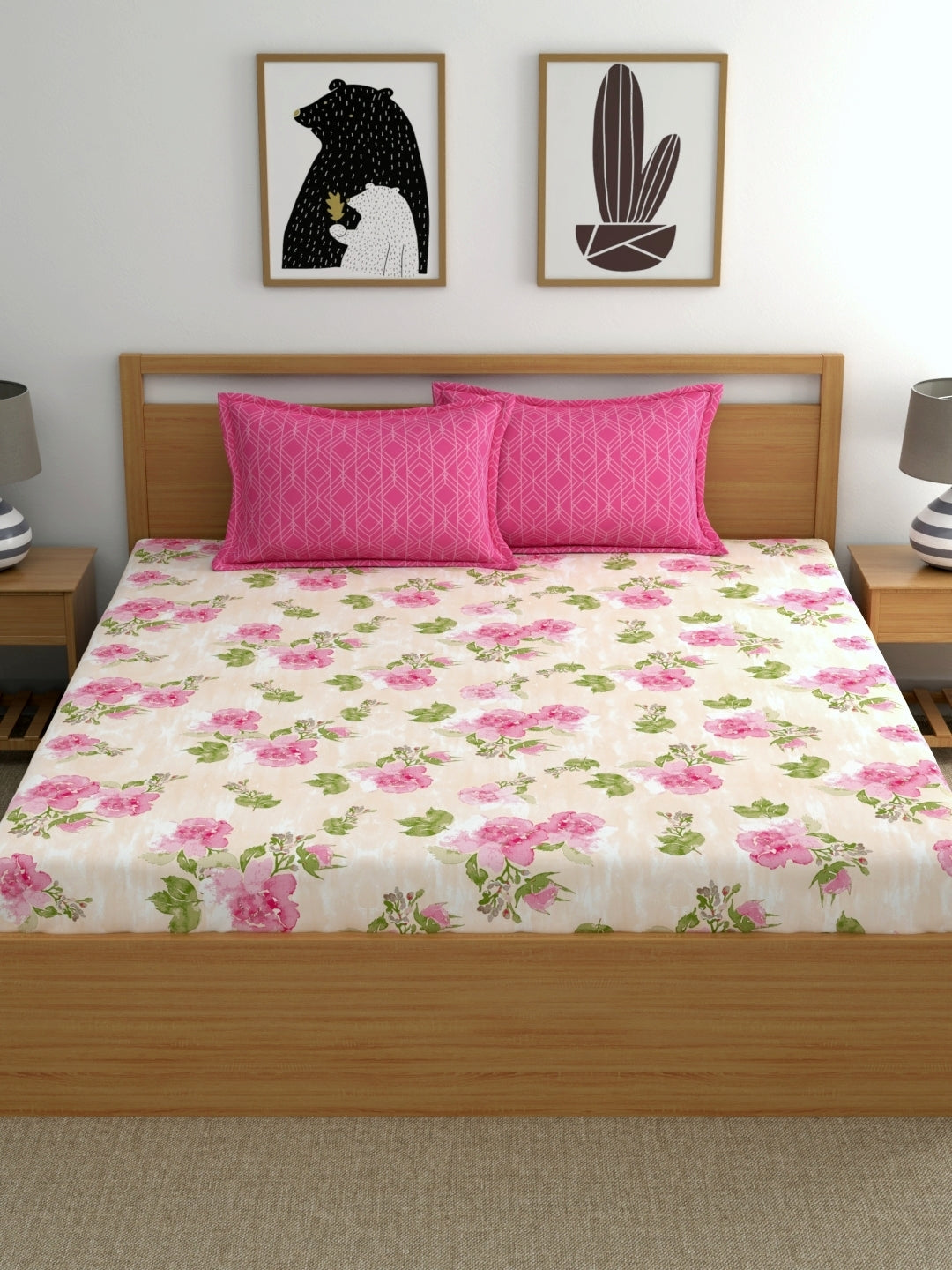 Home Ecstasy 100% Cotton 180TC Floral Bedsheet Set