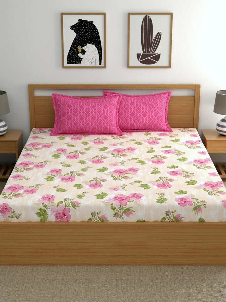 Home Ecstasy 100% Cotton 180TC Floral Bedsheet Set