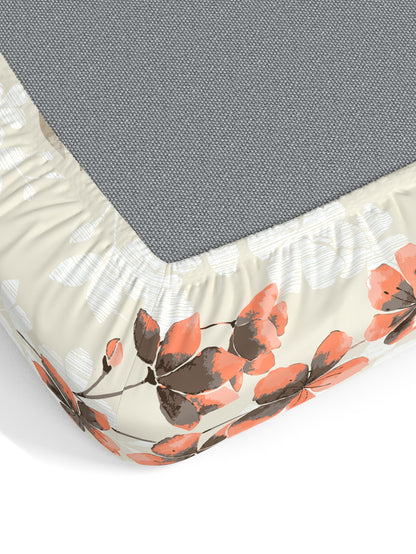 Home Ecstasy 100% Cotton Floral Bedsheet Set | 140 TC | Mustard