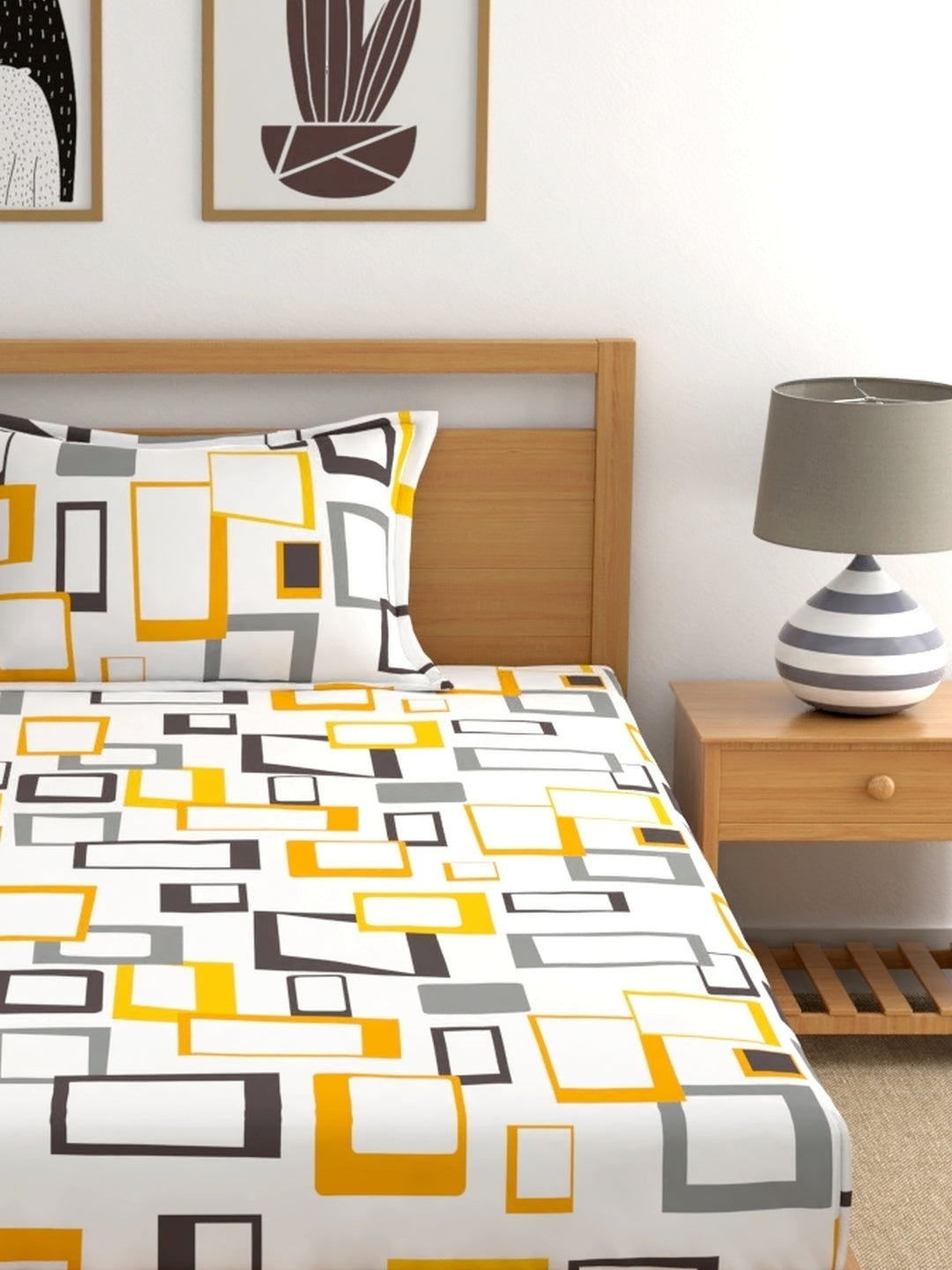 Home Esctasy 100% Cotton Geometric Bedsheet Set