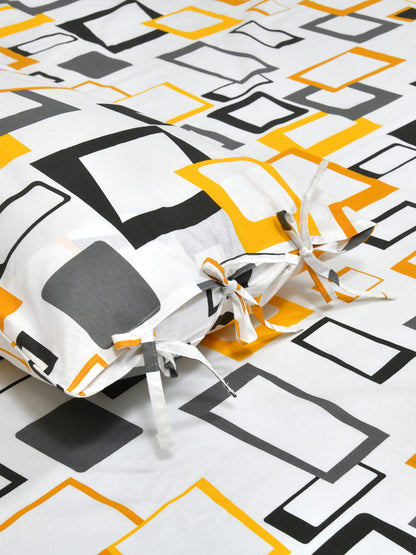 Home Esctasy 100% Cotton Geometric Bedsheet Set | 140 TC | Yellow