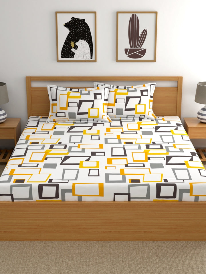 Home Esctasy 100% Cotton Geometric Bedsheet Set