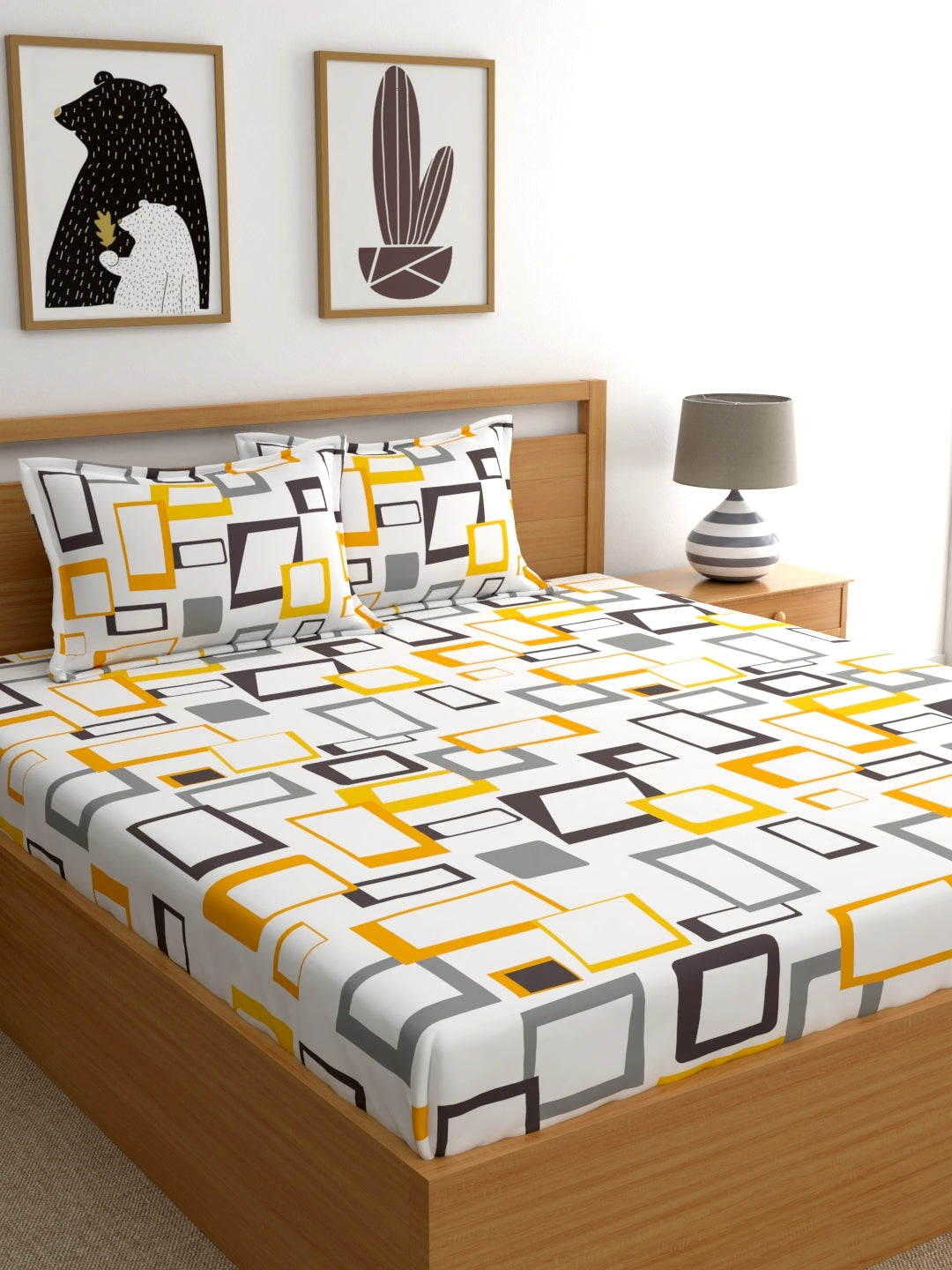 Home Esctasy 100% Cotton Geometric Bedsheet Set