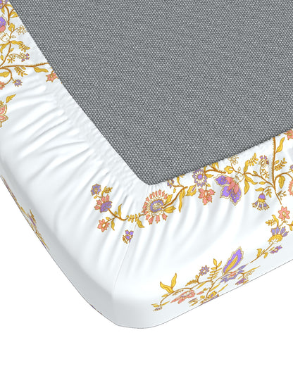 Home Ecstasy 100% Cotton Floral Bedsheet Set | 140 TC | Yellow