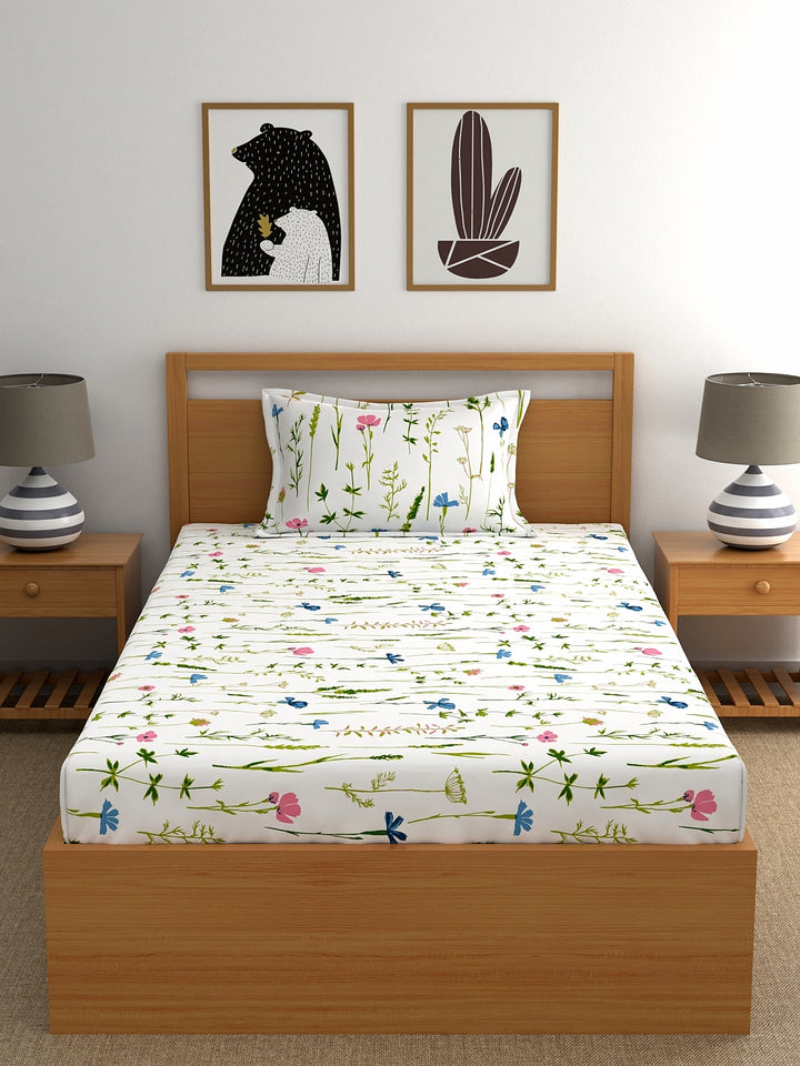 Home Ecstasy 100% Cotton Floral Bedsheet Set