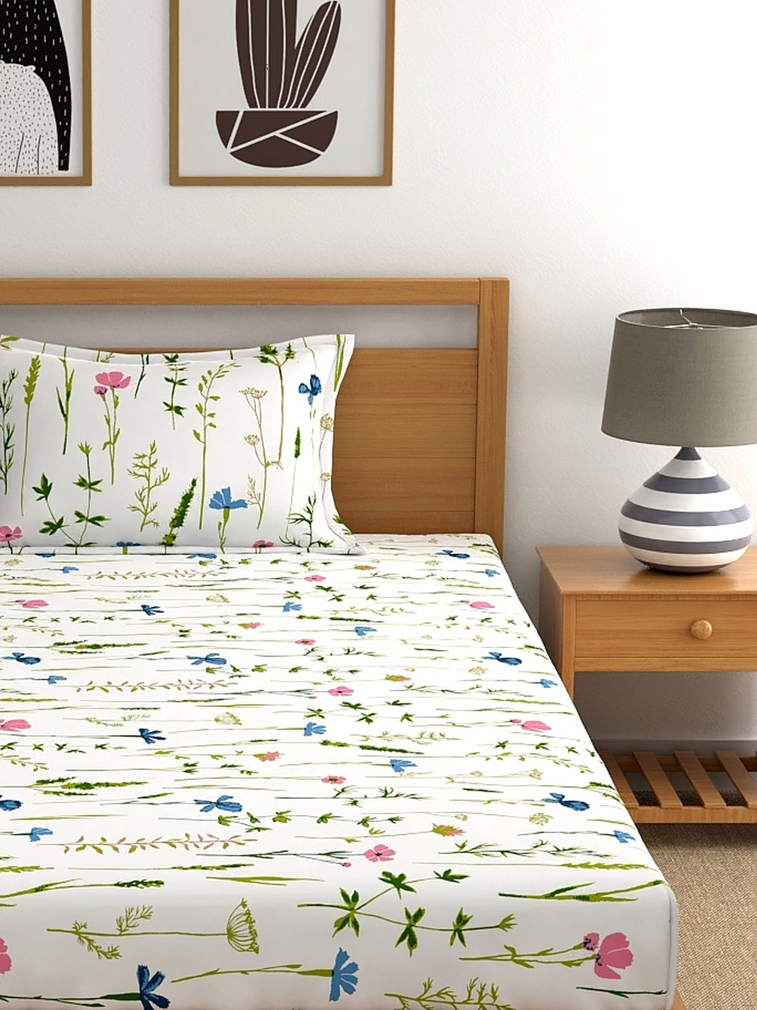 Home Ecstasy 100% Cotton Floral Bedsheet Set
