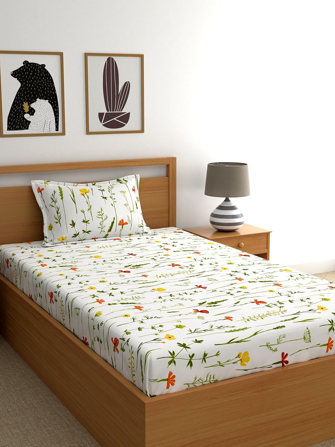Home Ecstasy 100% Cotton Floral Bedsheet Set