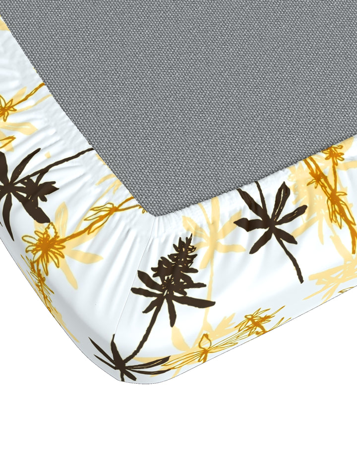 Home Ecstasy 100% Cotton Floral Bedsheet Set | 140 TC | Mustard