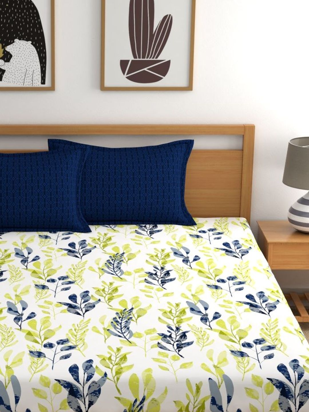 Home Ecstasy 100% Cotton Bedsheet | 140 TC | Blue