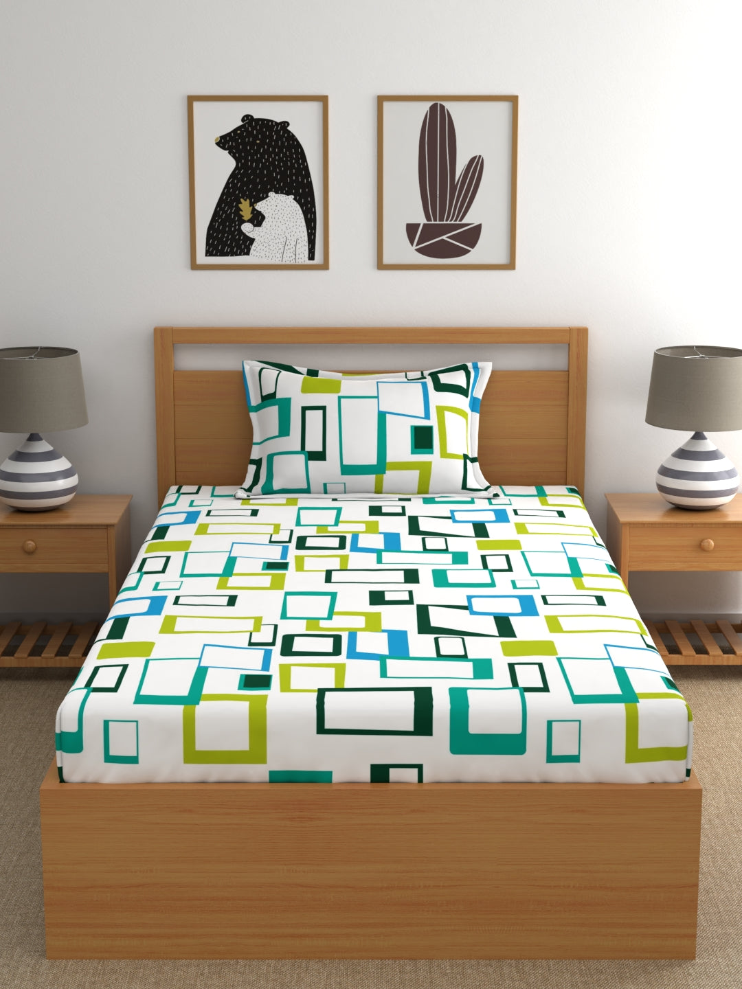Home Esctasy 100% Cotton Geometric Bedsheet Set