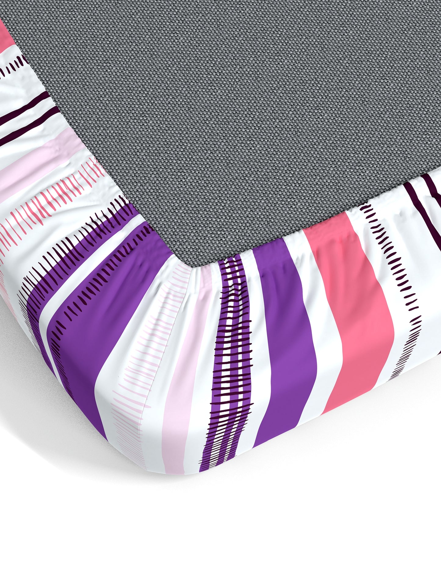 Home Ecstasy 100% Cotton Stripe Bedsheet Set | 140 TC | Purple