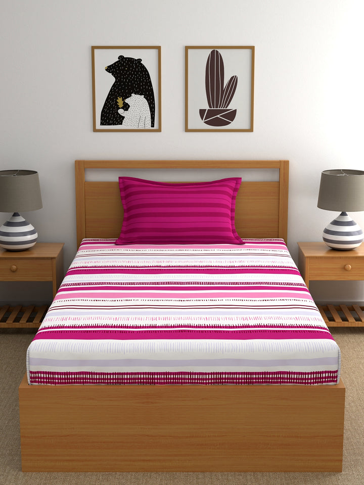Home Ecstasy 100% Cotton Stripe Bedsheet Set