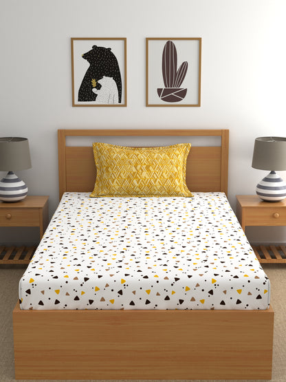 Home Ecstasy 100% Cotton Abstract Bedsheet Set | 140 TC | Mustard